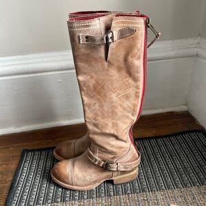 Brown Heeled Boots with Stylish Buckle
